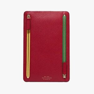 ROYCE New York RFID Red Leather Zip Travel Organizer